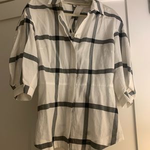 10 Crosby Derek Lam Plaid Tie Back Poplin Shirt